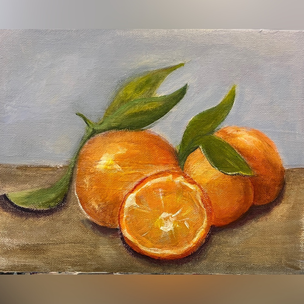 Original hand painted it oranges, fruit still life art